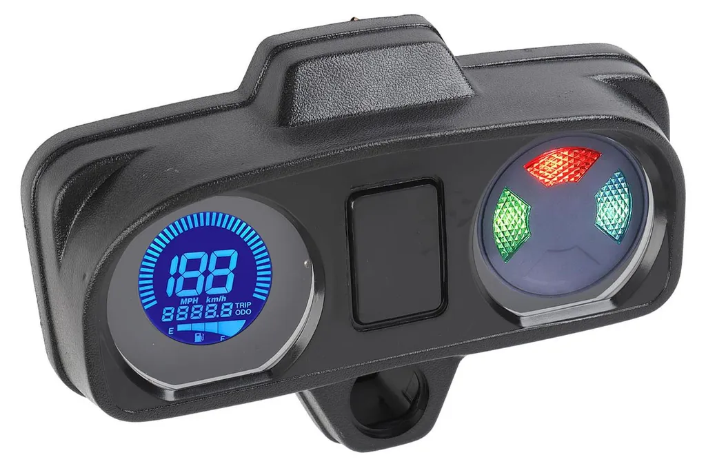 Compteur de vitesse LCD moto rétroéclairé 7 couleurs tension 12V CC
