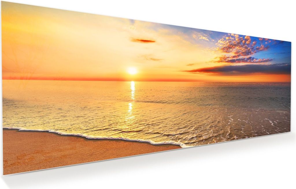 Glasbild Wandbild Tropischer Sonnenaufgang 100x40cm in XXL für Wohnzimmer, Schlafzimmer, Badezimmer, Flur