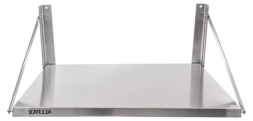 Wandregal aus Edelstahl 100 x 45 cm - klappbar mit gerader Ablagefläche - Tragfähigkeit 40 kg - inklusive Montagematerial - Regal für Gastronomi...