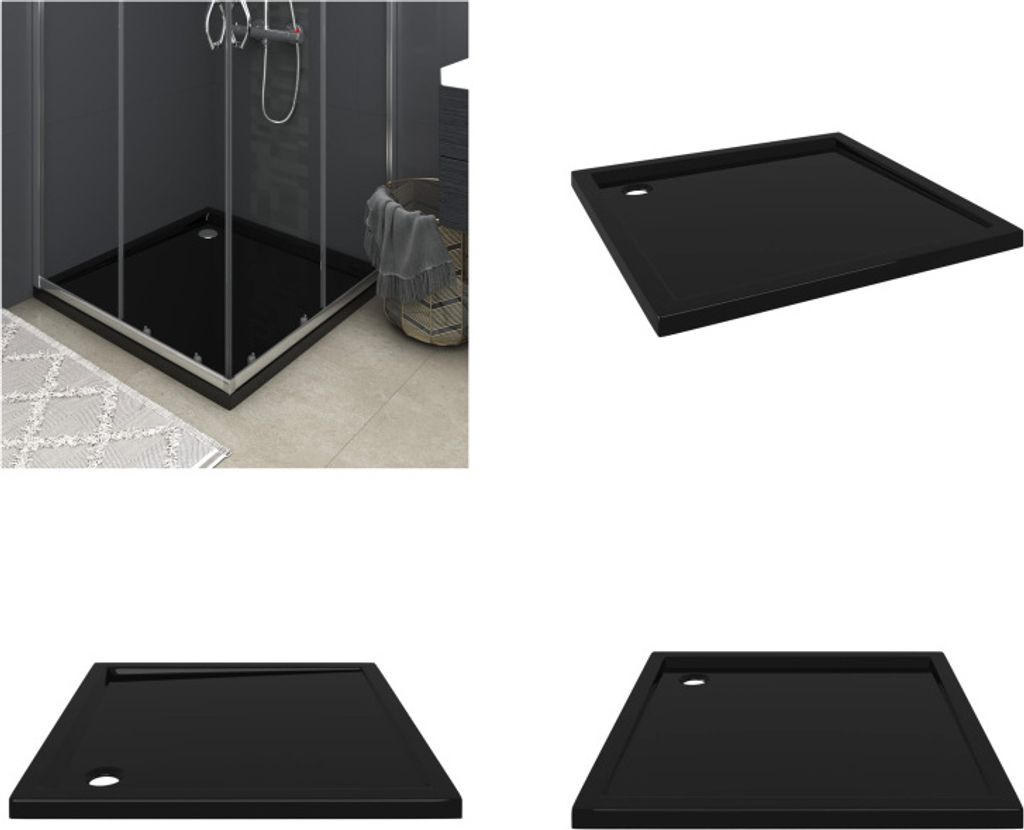 vidaXL Duschtasse ABS Quadratisch Schwarz 80x80 cm - Duschwanne - Duschwannen - Duschtasse - Duschtassen