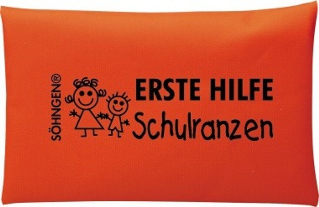 SÖHNGEN Erste Hilfe Rucksack Schulranzen Außenmaße: 13,5 x 9 cm (B x H) Material: Nylon Farbe: orange