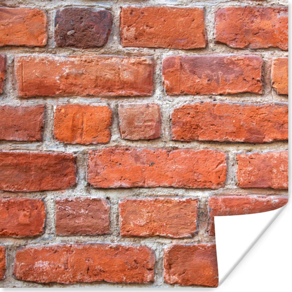 MuchoWow Poster Wand - Backstein - Rot 75x75 cm - Wand Dekoration