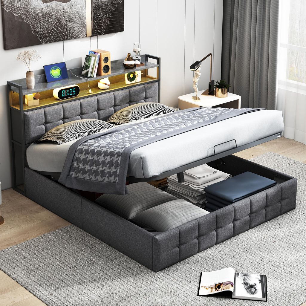 SUNFECILI Polsterbett 140x200 cm,Boxspringbett 140x200,mit Produktbild 