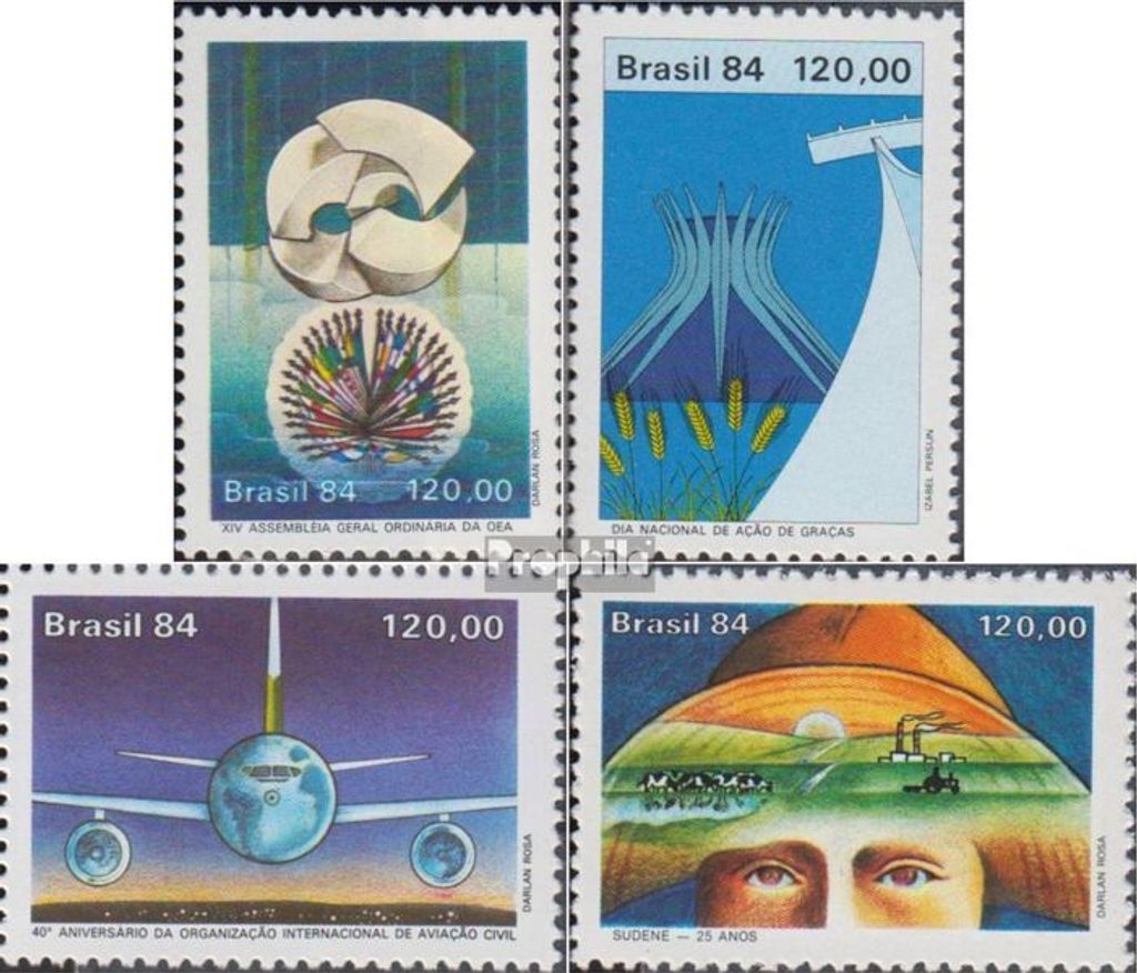 Briefmarken Brasilien 1984 Mi 2078,2084,2089,2090 (kompl.Ausg.) postfrisch Generalversammlung Organisation