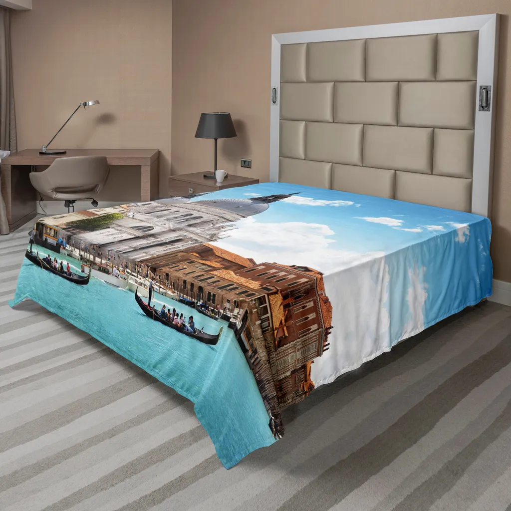 Drap de Lit Douceur Absolue Motif Italie 244x205 cm en Tissu Confortable