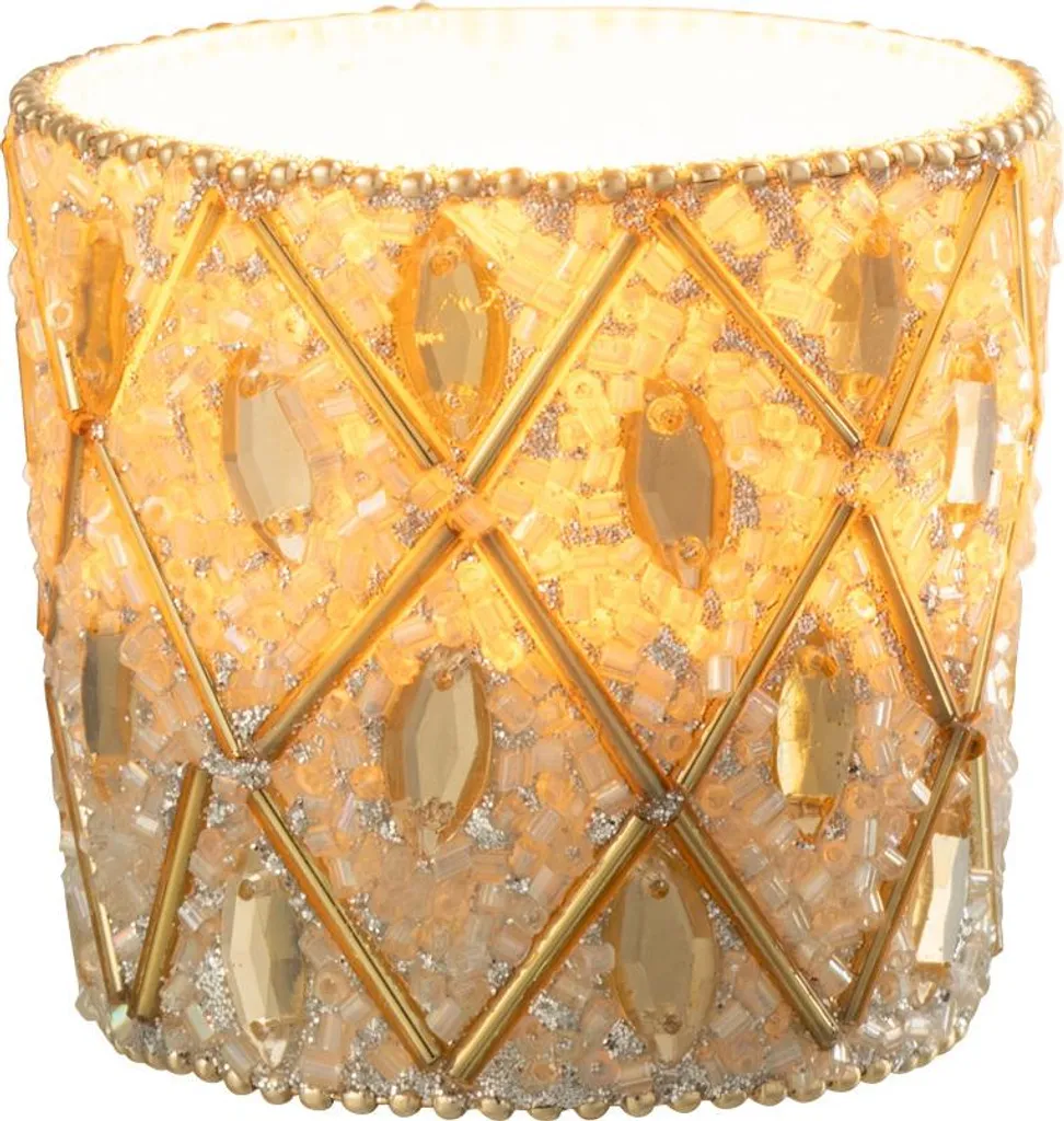 Illuminez votre intérieur avec le photophore J-Line perles blanc et or