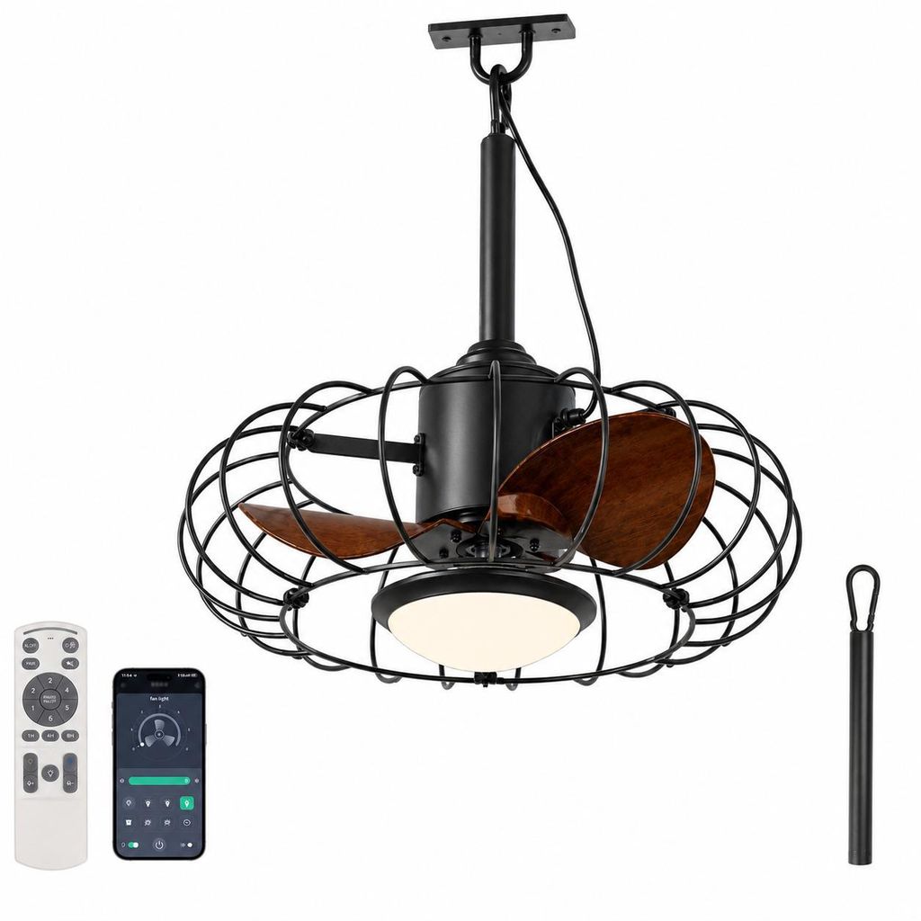 Deckenventilator mit Beleuchtung, IP65 Außen Käfig Produktbild 