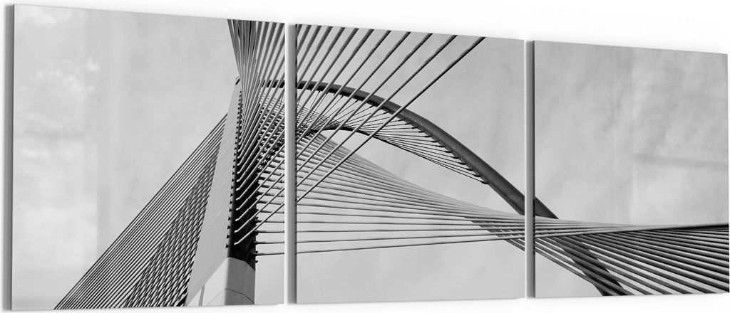 DEQORI Glasbilder Acryl 3x50x50 cm 'Brückenseile im Detail' Wandbilder XXL groß