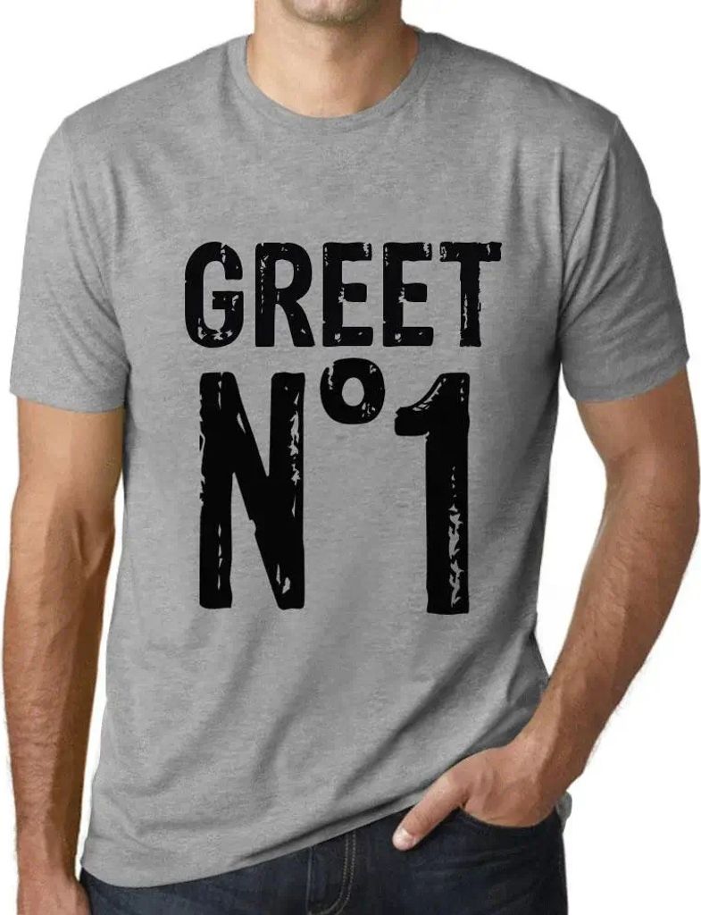 Herren Grafik T-Shirt Begrüßung Nr 1 – Greet No 1 – Öko-Verantwortlich Vintage Jahrgang Kurzarm Lustige Druck Geburtstag Geschenk Mann