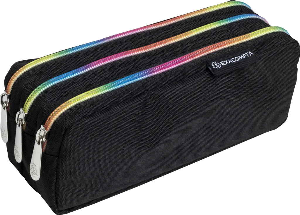 Trousse de rangement 3 compartiments Exacompta Noir pour bureau x6