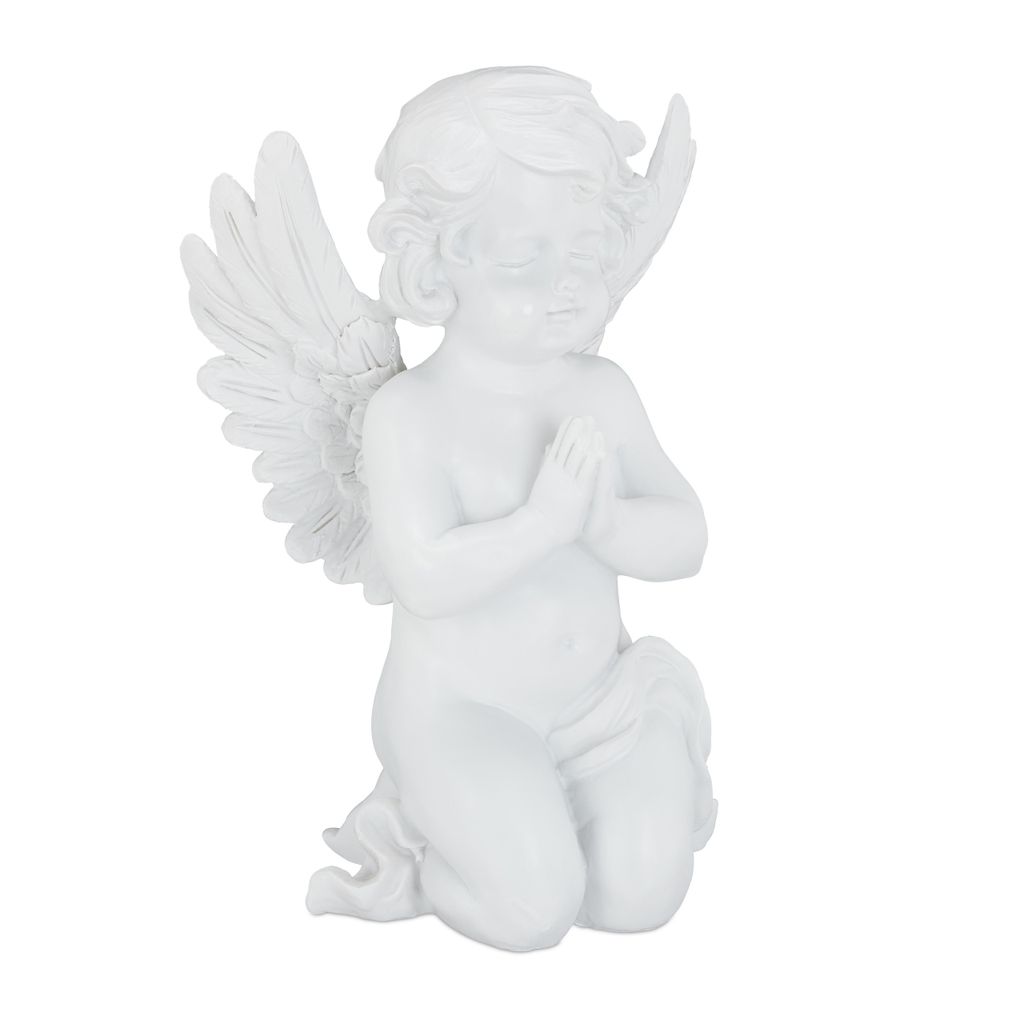 Engel Figur mit Harfenblatt Dekofigur Gartenfigur Engel Grabfigur 33 cm 