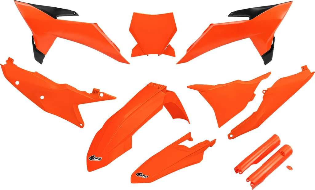 Kit plastique UFO avec protège-fourche haute résistance Orange Néon