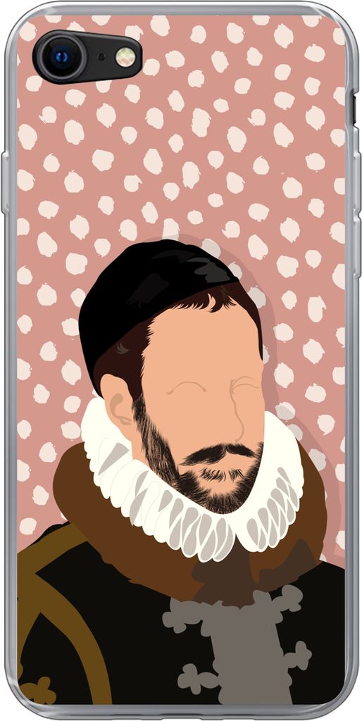 MuchoWow Handyhülle Schutzhülle Hülle für Telefoonhoesje iPhone 8 Pastell - Wilhelm von Oranien - Tupfen - Alte Meister Silikon Softcase Hand...