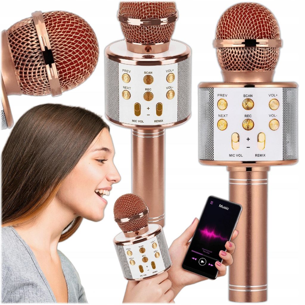 KRUMAD Karaokeový mikrofon Bluetooth, bezdrátový, s Obrázek produktu 
