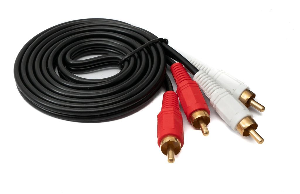 SYSTEM-S Cinch 2 RCA Kabel 1,5 m Stecker zu Stecker Stereo AV Adapter in Schwarz
