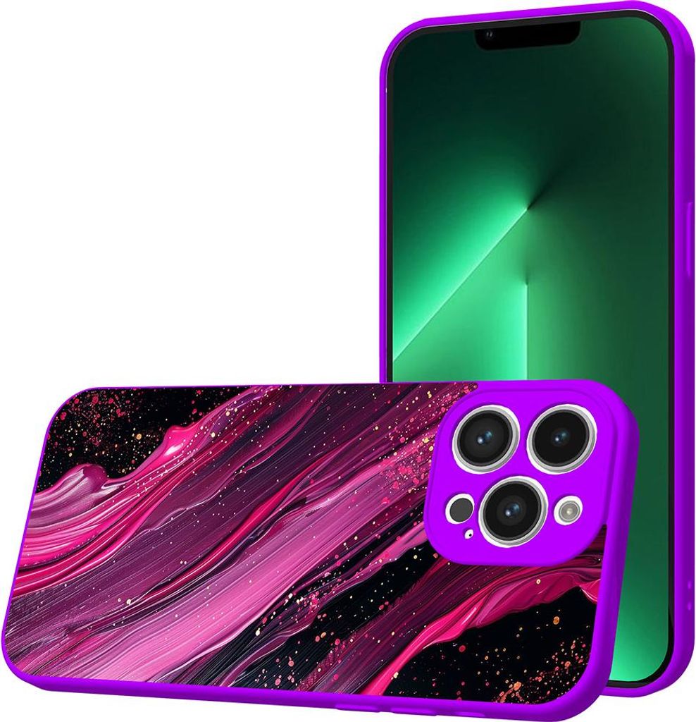 Smartphonica Handyhülle Geeignet für iPhone 13 Pro Max mit lila rosa Marmor Druck - TPU Back Cover Case lila rosa Marmor Design - Lila