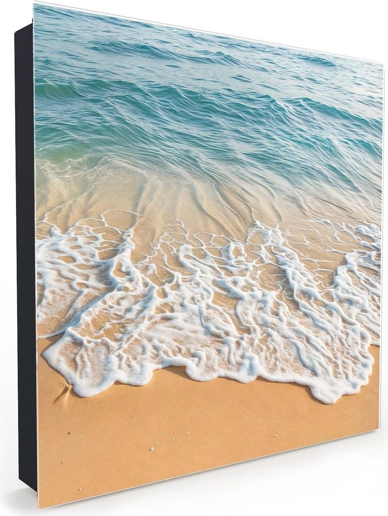 Nachbildung-Schlüsselkasten, Magnetpinnwand und Memoboard mit Glasfront Motiv Wellen am Strand