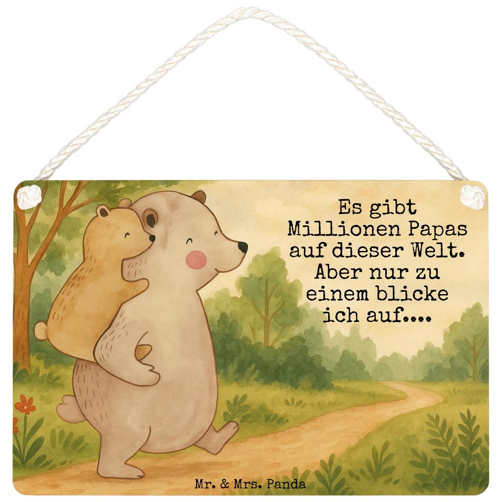 Mr. & Mrs. Panda Schild Papa Bär Design DIN A4 - Weiß - Geschenk, wandtafel, holzbild, Sohn, Geburtstag, Muttertag, Vatertag, Wandbild Holz, Tür...