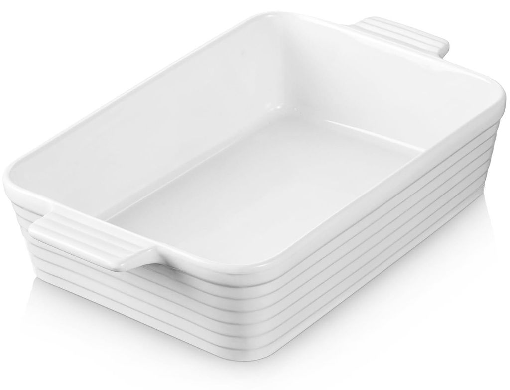 Keramik-Auflaufform, 4,9 l, tief, rechteckig, Lasagneform, Auflaufform mit Griffen, großes Porzellan, ofenfest, Kochgeschirr, Brownieform, Mac and...