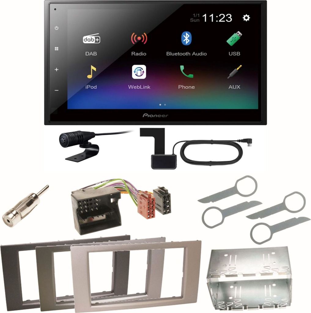 Pioneer DMH-A340DAB DAB+ Bluetooth Einbauset für Ford Focus C-Max Fiesta Transit
