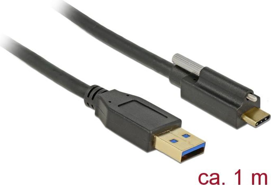 DELOCK USB-Kabel Superspeed 10 Gbps A->C St/St Schraube 1.0m
