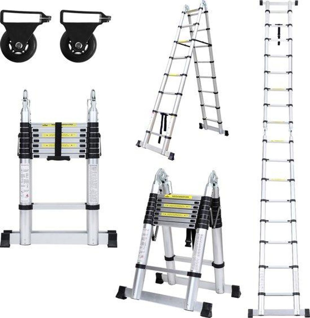 Telescoopladder met zachte afsluiting - Werkhoogte 2,5 + Productafbeelding 