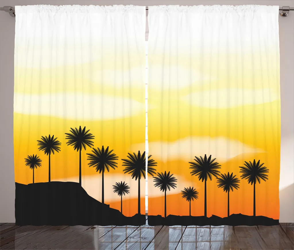 Rideaux Universels pour Salon Style Exotique avec Palmiers Jaunes