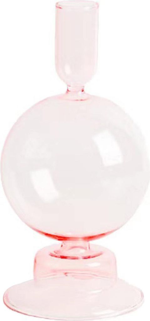 Glasvase als Tischdekoration Moderne elegante Blumenvase Kerzenhalter für Hochzeit Wohnkultur Einzugsgeschenk Kugelform Rosa