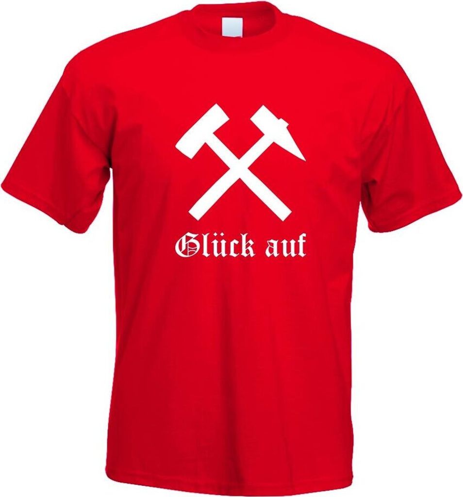 Kiwistar - T-Shirt - rot - Glück auf! - Bergbau - Kumpel Motiv Bedruckt Funshirt Design Print - mit Motiv Bedruckt - Funshirt Design - Sport - Fre...