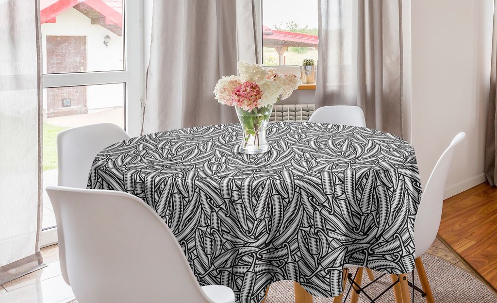 ABAKUHAUS Essen Runde Tischdecke, Abstrakte Moderne Chili Peppers, Kreis Tischdecke Abdeckung für Esszimmer Küche Dekoration, 150 cm, Charcoal Gr...