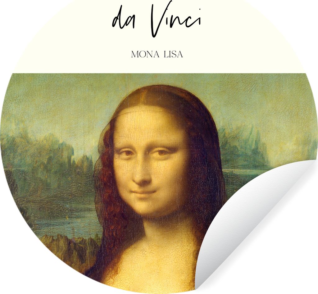 MuchoWow Runde Wandtattoo - Wandsticker Tapete Aufkleber Mona Lisa - Leonardo da Vinci - Alte Meister Ø 30 cm Selbstklebend und Repositionierbar...