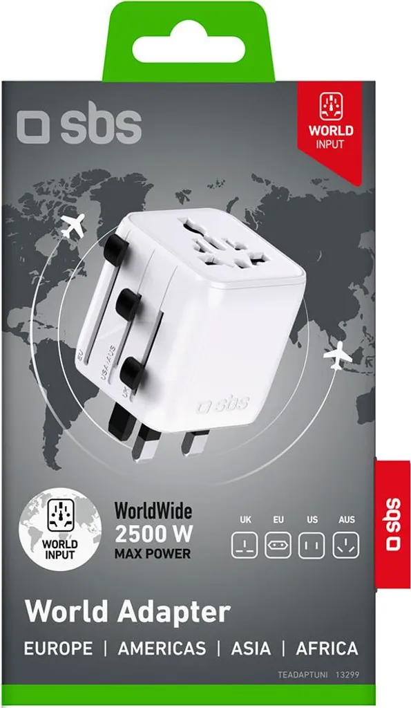Adaptateur prise universel SBS blanc TEADAPTUNI compact et robuste
