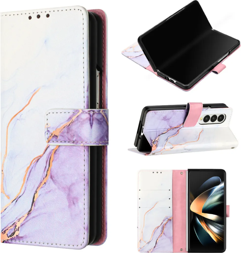 Cover Galaxy Z Fold3 Marmo: Protezione 360° con Supporto e Slot