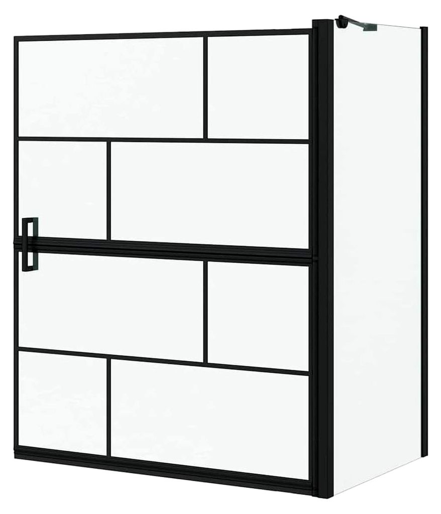 Duschschirm Schwarz und Transparent 116 x 68 x 128 cm, modernes Duschpaneel, rechteckig, faltbar, wasserfest, verstellbarer Sichtschutz für die Ba...