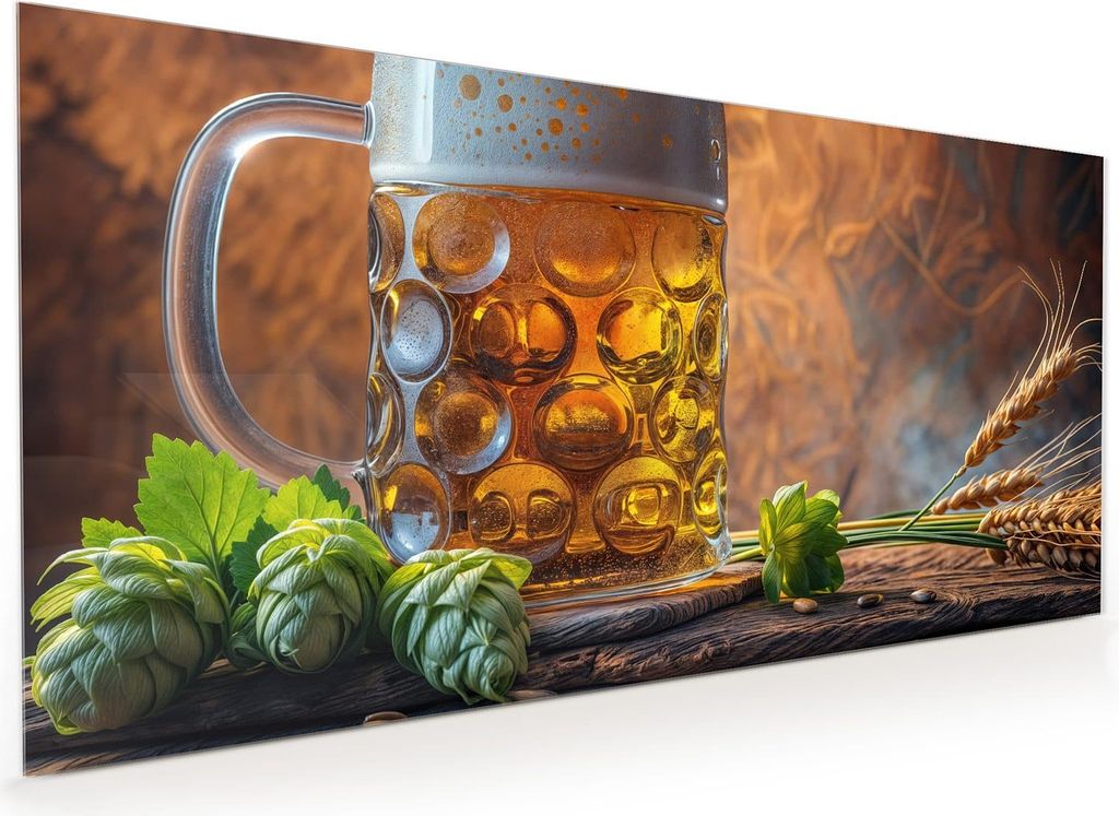 Küchenrückwand Spritzschutz Glas mit Motiv Bierkrug 40 x 40 cm