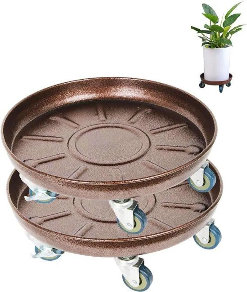Porte-pot à roulettes robuste pour fleurs, 51 cm maximum, lot de deux
