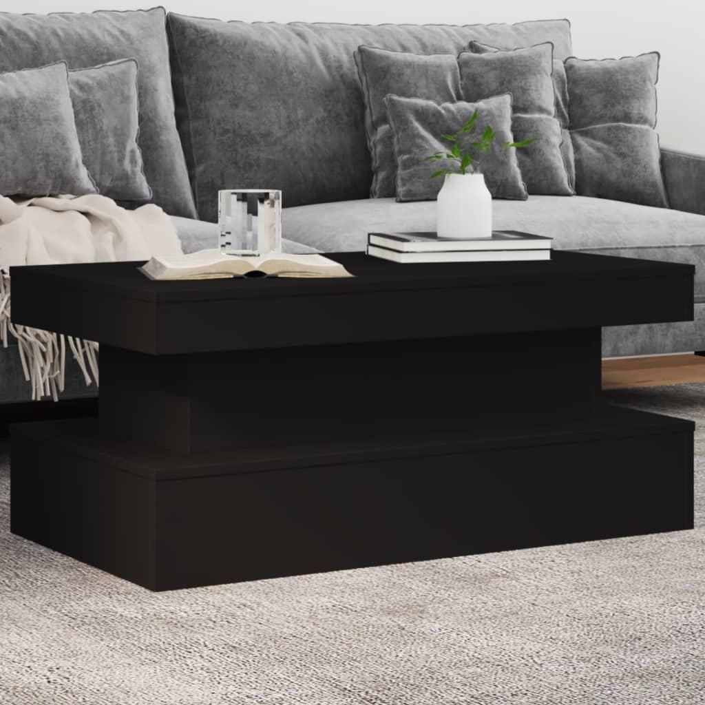 Tavolino con luci LED nero 90x50x40 cm Immagine del prodotto 