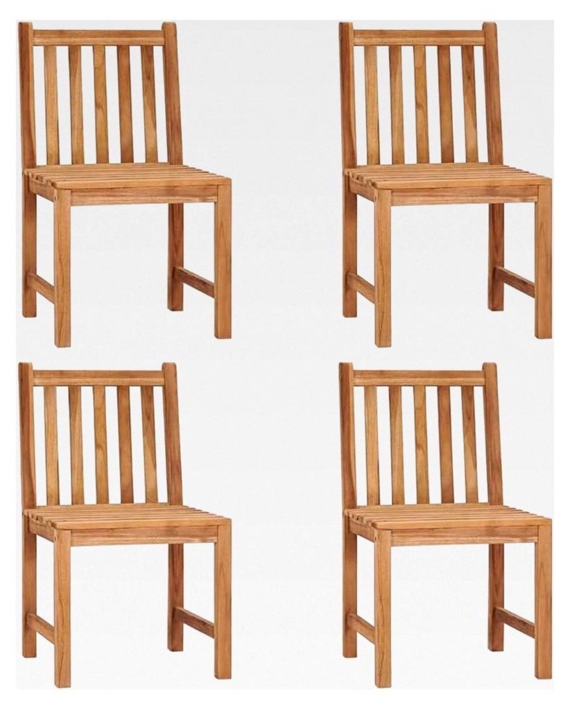 Gartenstuhl-Set 4 Stück aus massivem Teakholz