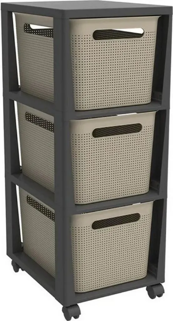 Rotho Pina Tour de rangement plastique 3 tiroirs anthracite 77x36,6 cm