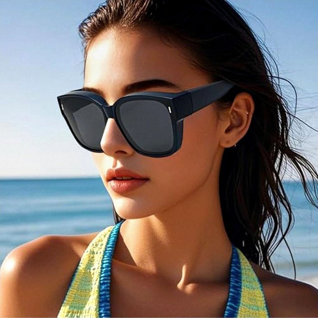 Sonnenbrille zum Tragen über der Brille, klappbare Sport-Sonnenbrille - praktische Brille für Autofahren, Wandern, Radfahren und Angeln