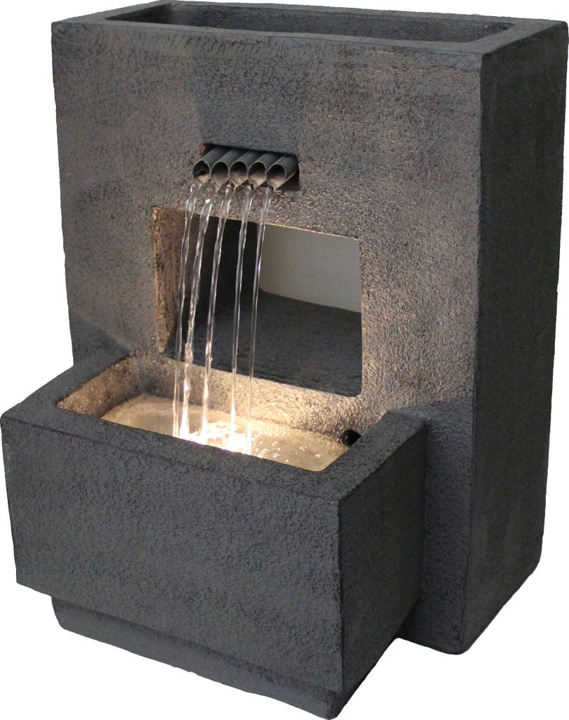 Gartenbrunnen mit Beleuchtung bepflanzbar Betonoptik 57 cm Produktbild 2