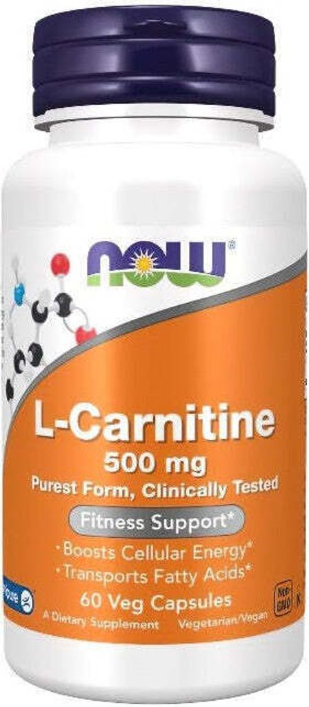 NOW FOODS L-Karnitin 500 mg 60 Kapseln – Fettstoffwechsel Produktbild 
