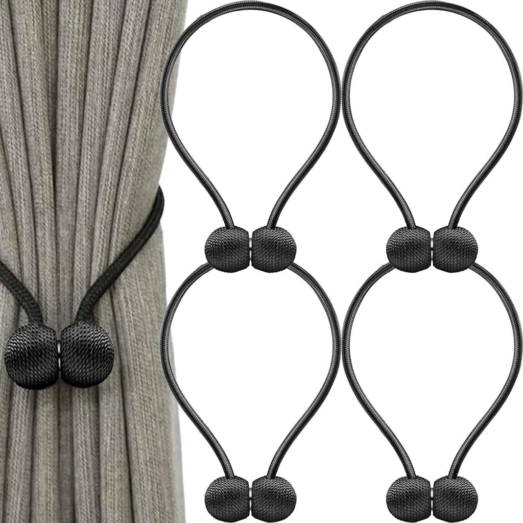 Magnetická spona na závesy spona na záclony čierna 4 ks Obrázok produktu 
