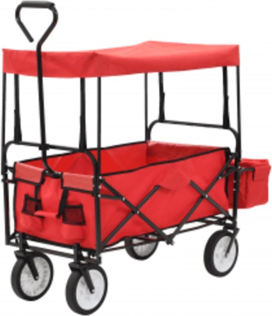 Klappbarer Handwagen mit Sonnendach Stahl Rot