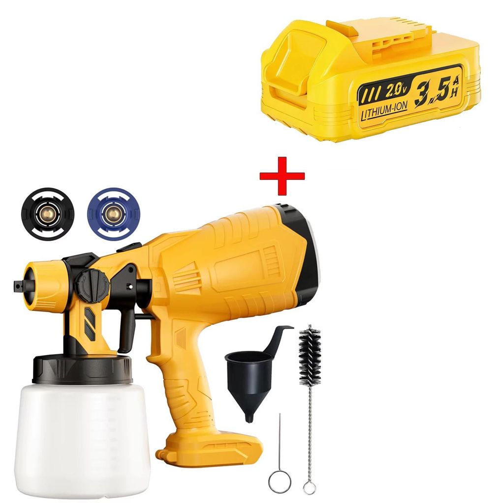 1000 ml Farbsprüher - Elektrische Farbspritzpistole - Kabellos 20V DCBP034 Akkubetrieben - 3500 mAh Li-Ion - Für Auto Wand Haus - Lila