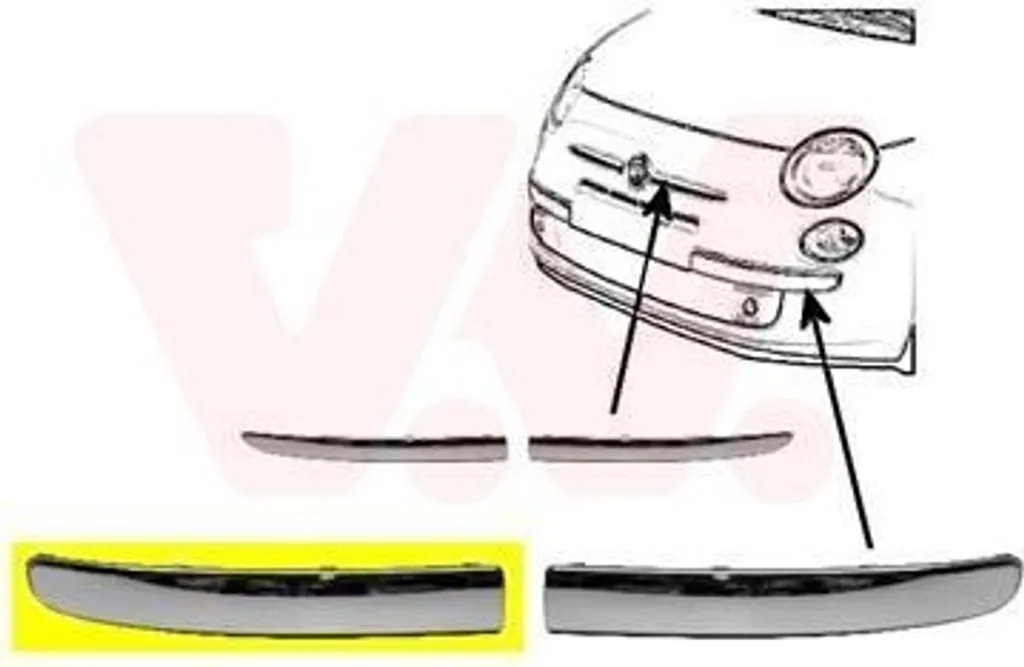 Dettaglio Cromato Anteriore Dx per FIAT 500 C | VAN WEZEL 1604582