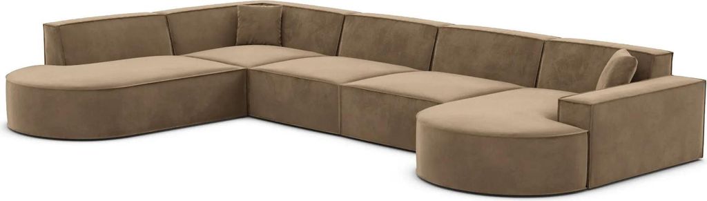 Samtstoff U-Form XL Lounge Wohnlandschaft Brevia Braun Rechts