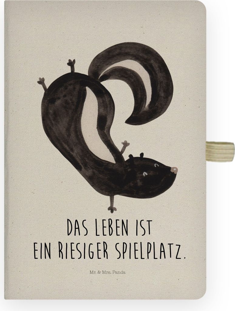 Mr. & Mrs. Panda notizbuch Stinktier Handstand - Transparent - Geschenk, Spielplatz, Skunk, Kladde, Tagebuch, Raubtier, Skizzenbuch, Wildtier, Jour...