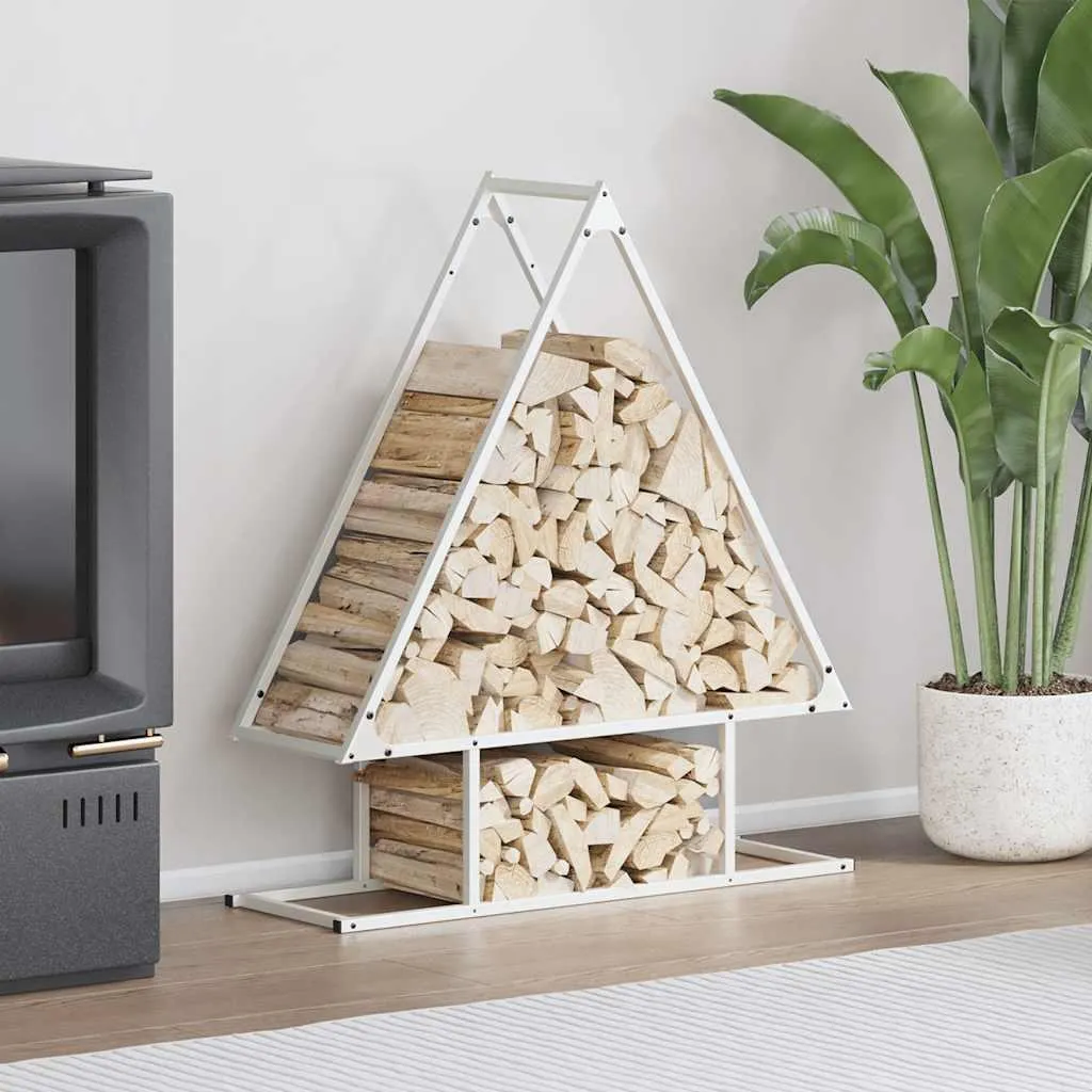 Scaffale Portalegna Moderno vidaXL Bianco 80cm - Acciaio laminato a freddo