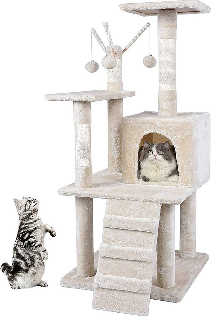 Kratzbaum 121cm Katzenbaum Beige Katzenkratzbaum Katzen Produktbild 1
